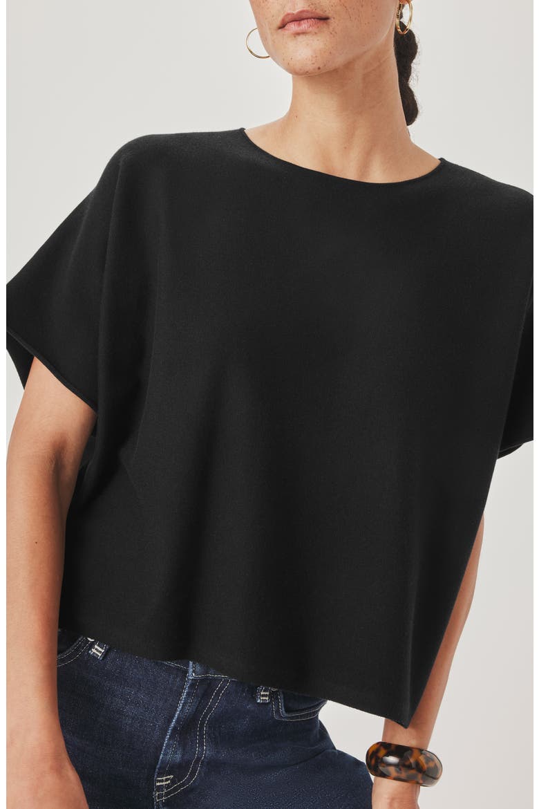 Christa Short Sleeve Sweater, Alternate, color, BLACK