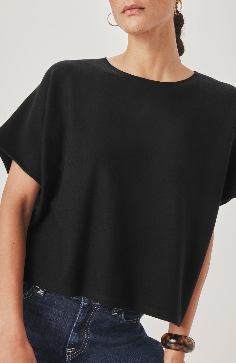 Splendid Christa Short Sleeve Sweater, Alternate, color, Black