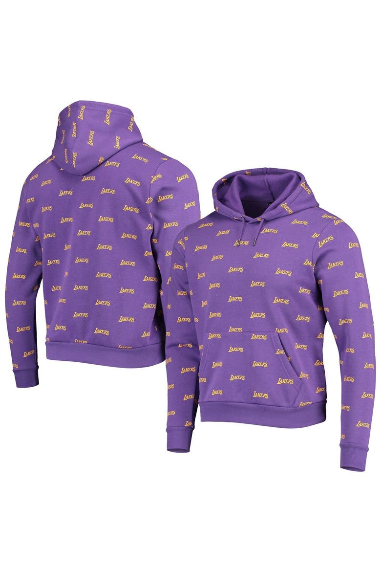 Unisex The Wild Collective Purple Los Angeles Lakers Allover Logo Pullover Hoodie, Main, color, Purple