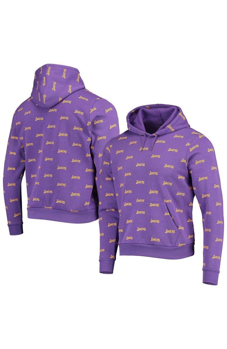 THE WILD COLLECTIVE Unisex The Wild Collective Purple Los Angeles Lakers Allover Logo Pullover Hoodie, Main, color, Purple