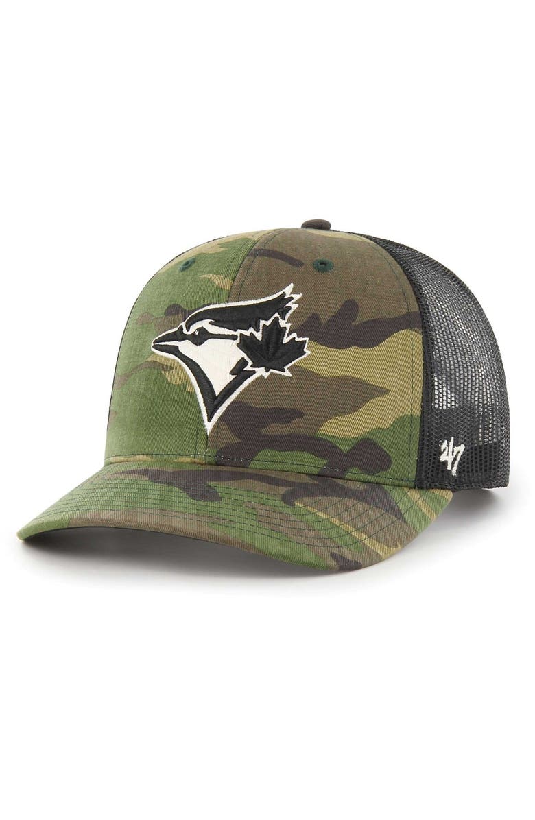 '47 Men's '47 Camo Toronto Blue Jays Trucker Snapback Hat, Main, color,
