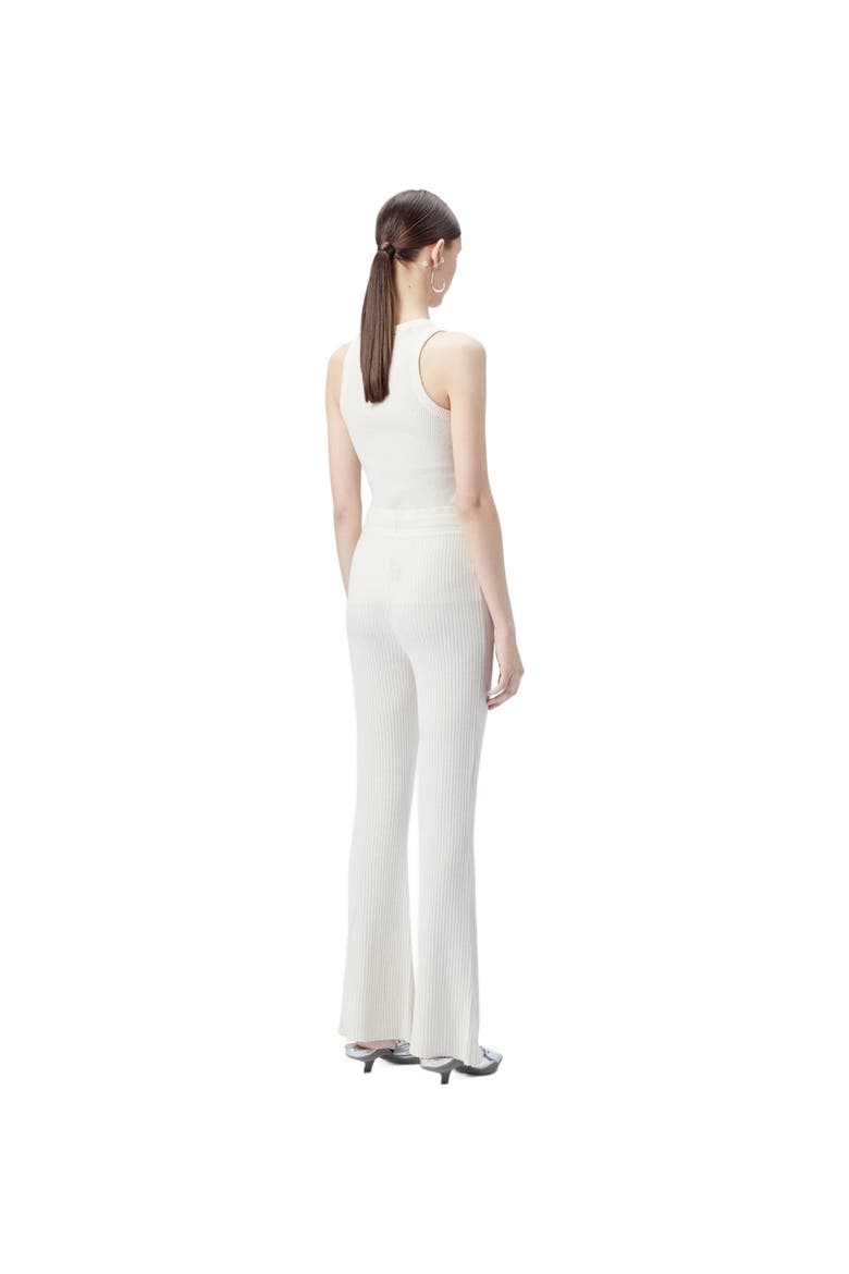 Drawstring Ribbed Cotton Silk Cashmere Blend Flares, Alternate, color, whisper white