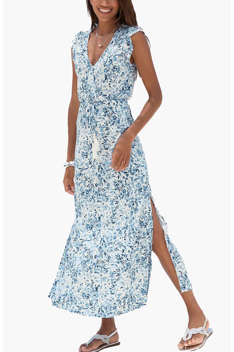 Side Slit Maxi Dress, Main, color, Blue Floral