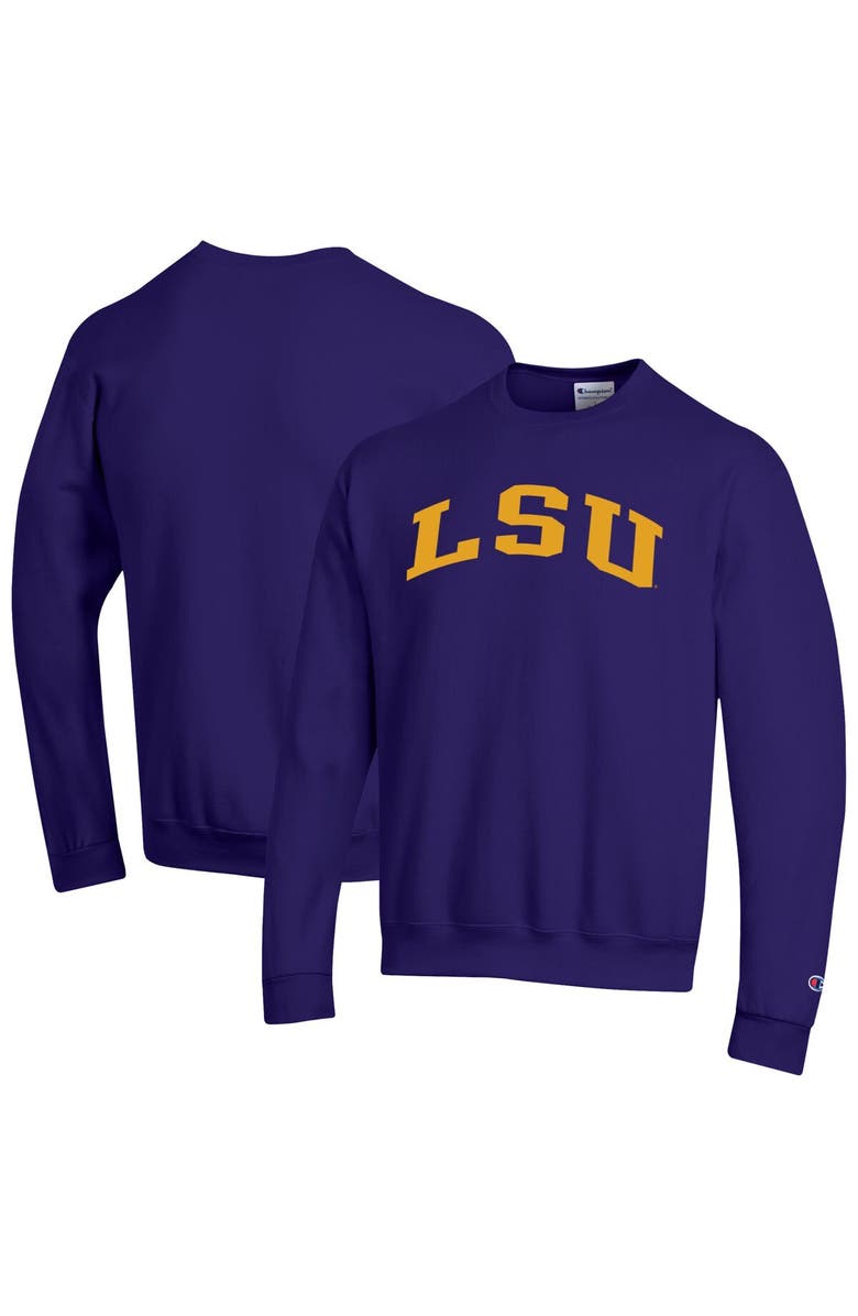 Champion Men's Champion  Purple LSU Tigers Basic Arch Fleece Pullover Sweatshirt, Main, color, Purple