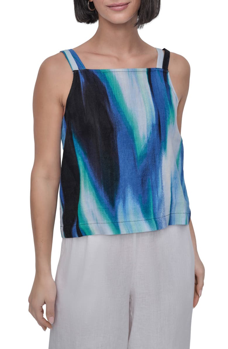 DKNY Tie Strap Linen Top, Main, color,