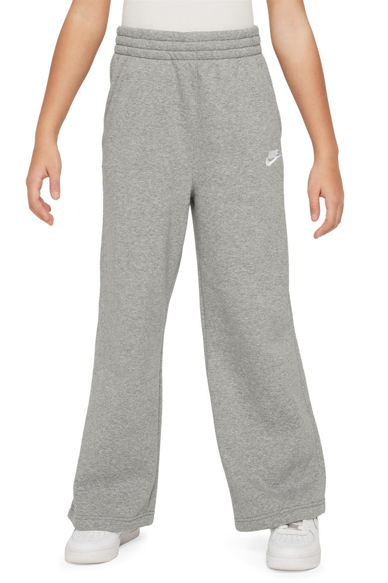 Kids' Sportswear Club Fleece Wide Leg Sweatpants, Main, color, 063 D GR H/WHITE