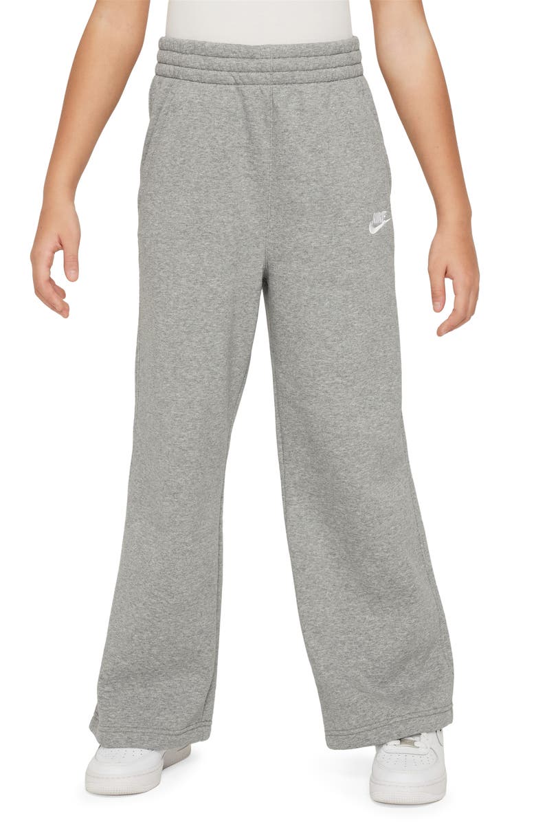 Nike Kids' Sportswear Club Fleece Wide Leg Sweatpants, Main, color, 063 D Gr H/White