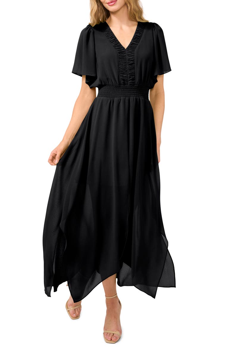Handkerchief Hem Maxi Dress, Main, color, RICH BLACK
