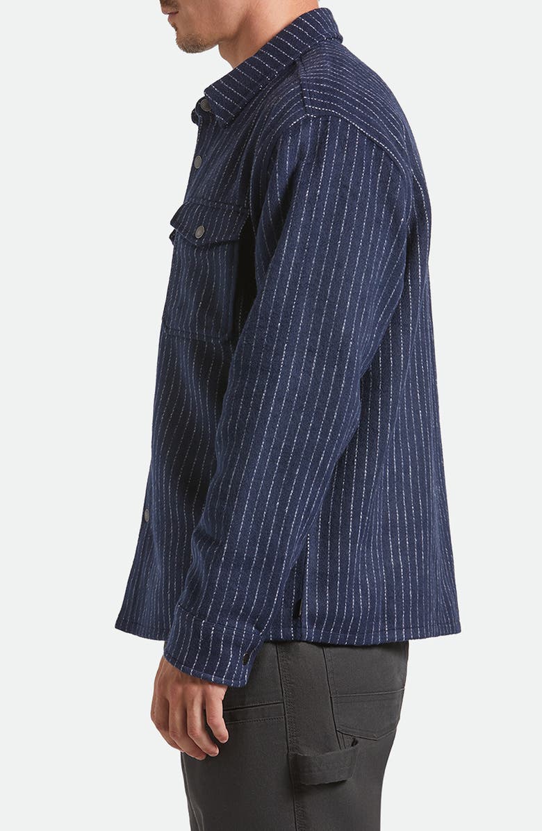 Brixton Selden Pinstripe Flannel Snap-Up Shirt Jacket, Alternate, color, Mood Indigo Blanket Stripe