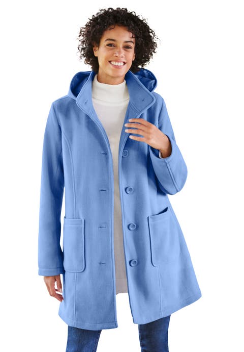 Hooded A Line Fleece Coat (plus)