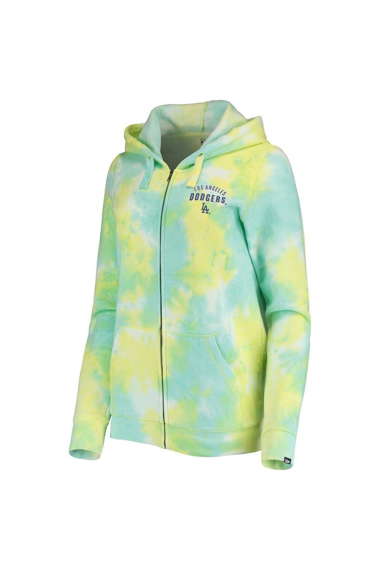 Women's New Era White Los Angeles Dodgers Tie-Dye Full-Zip Hoodie, Alternate, color, White