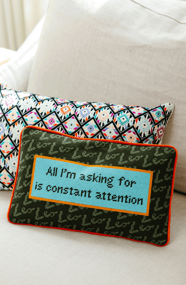 Furbish Leo Needlepoint Pillow, Alternate, color, Dark Green