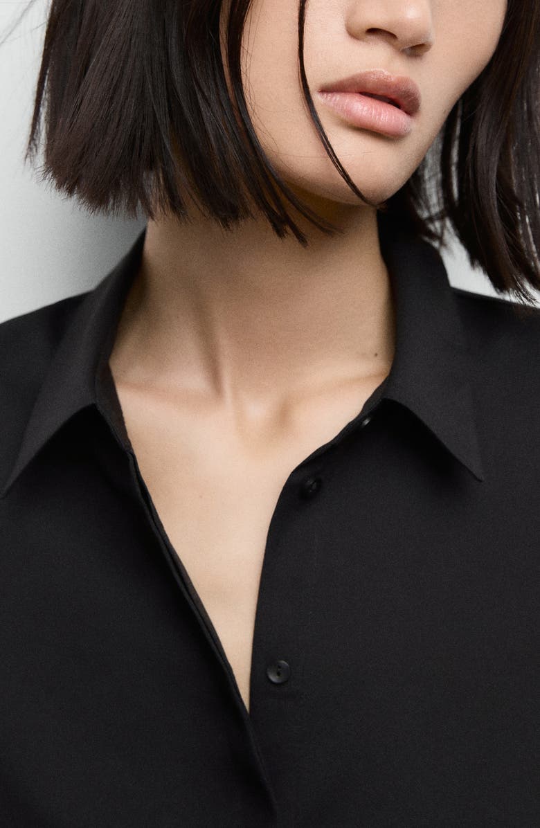 MANGO Print Button-Up Shirt, Alternate, color, Black