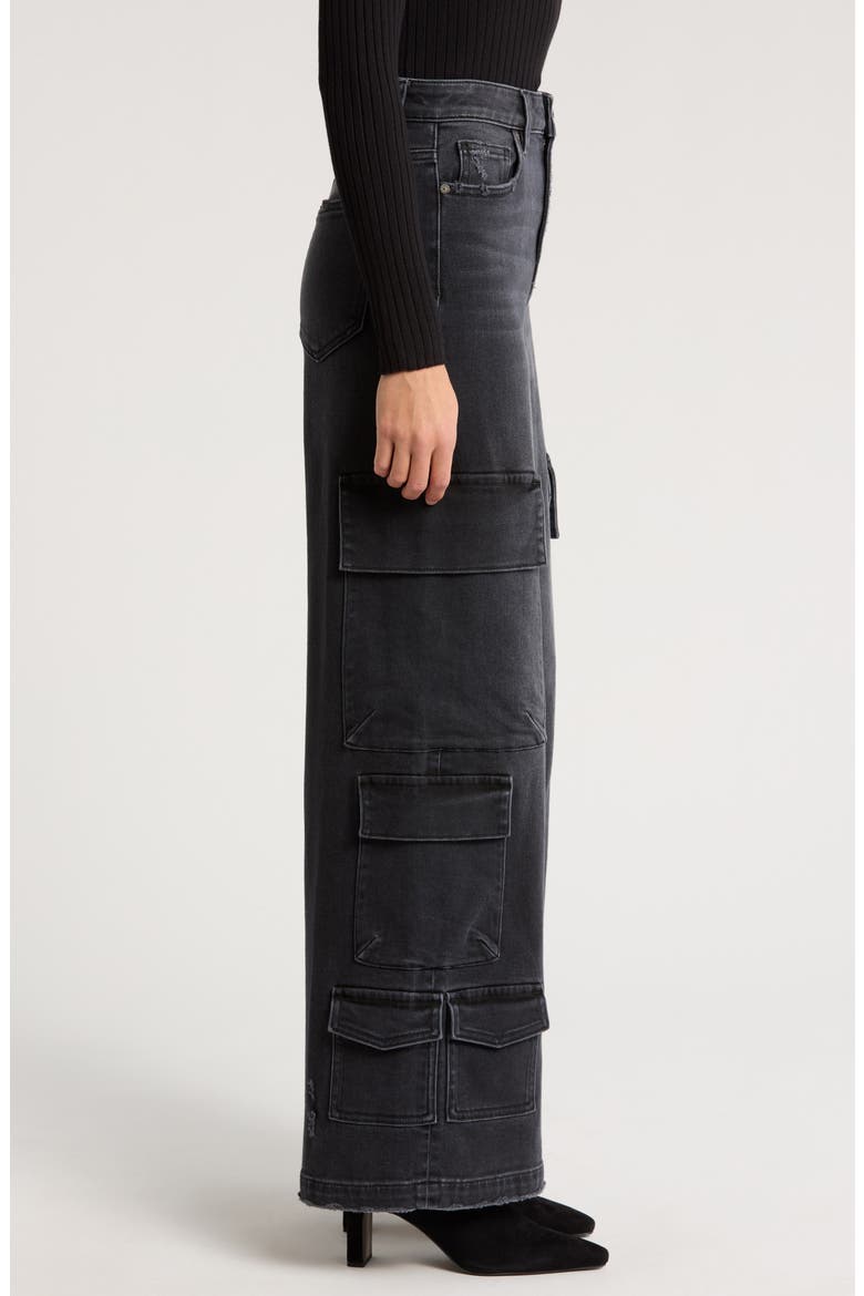 High Waist Wide Leg Cargo Jeans, Alternate, color, CHARCOAL