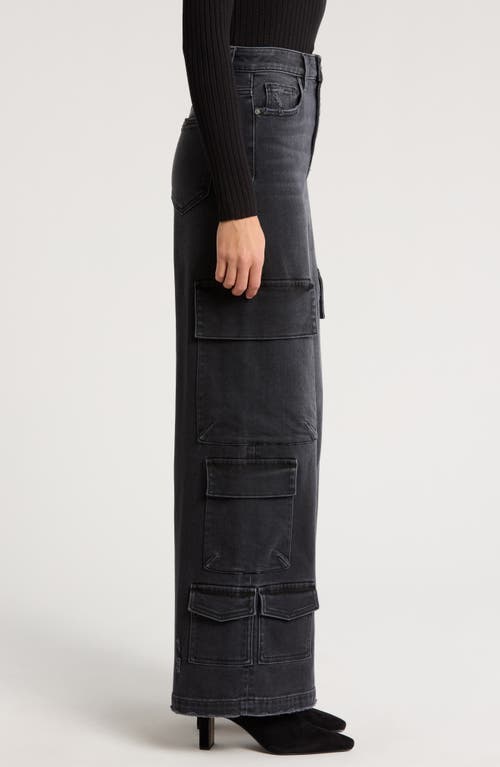 Shop Hidden Jeans High Waist Wide Leg Cargo Jeans In Charcoal
