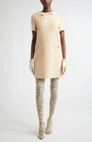 Valentino V-Detail Bouclé Tweed A-Line Dress