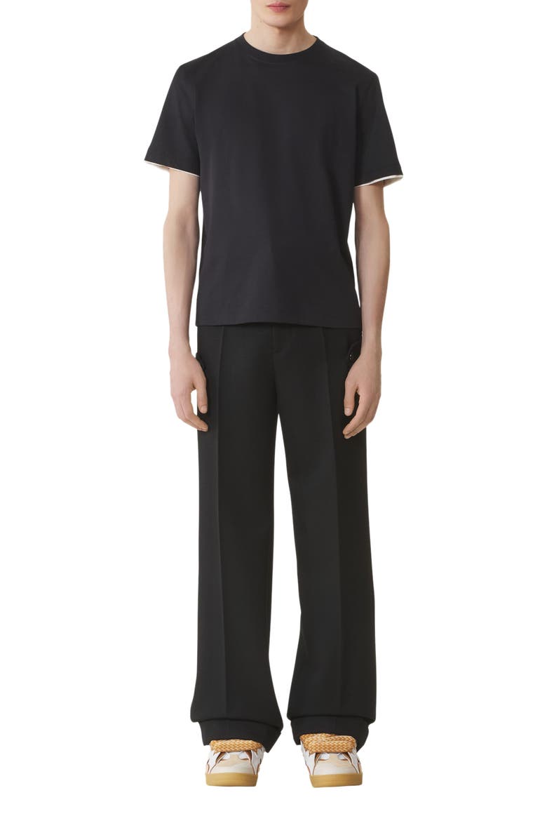 Cotton T-Shirt With Silk Detail, Main, color, Black