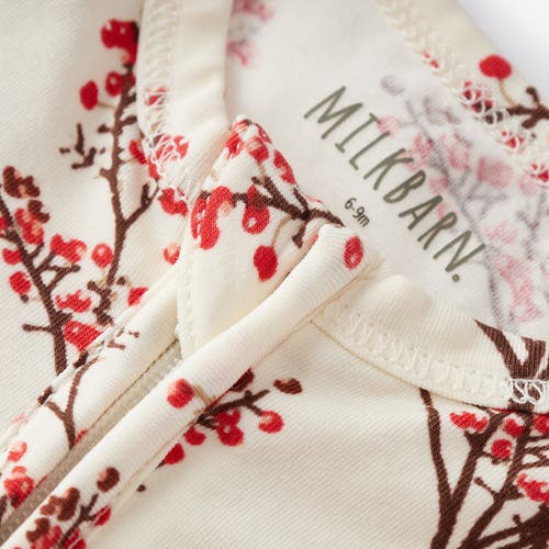 Milkbarn Cotton Stretch Zipper Footed Romper In Multi