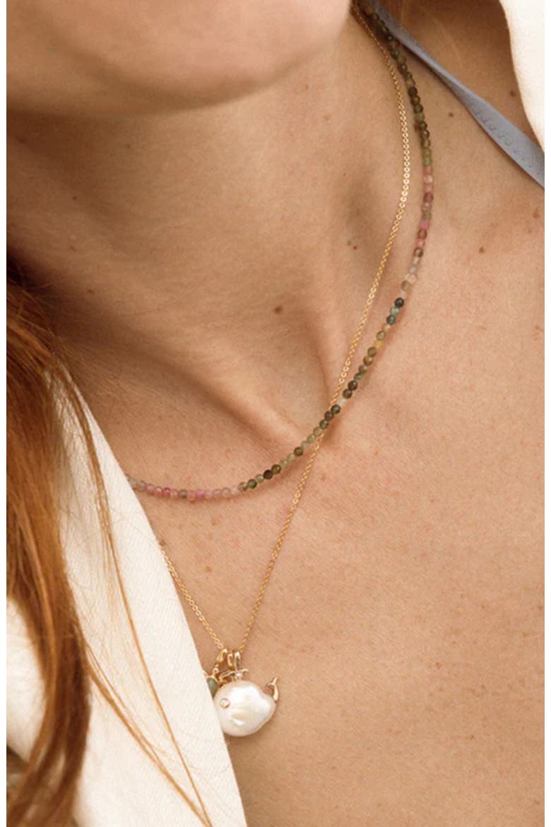 Tourmaline Beaded Necklace, Alternate, color, Gold Vermeil