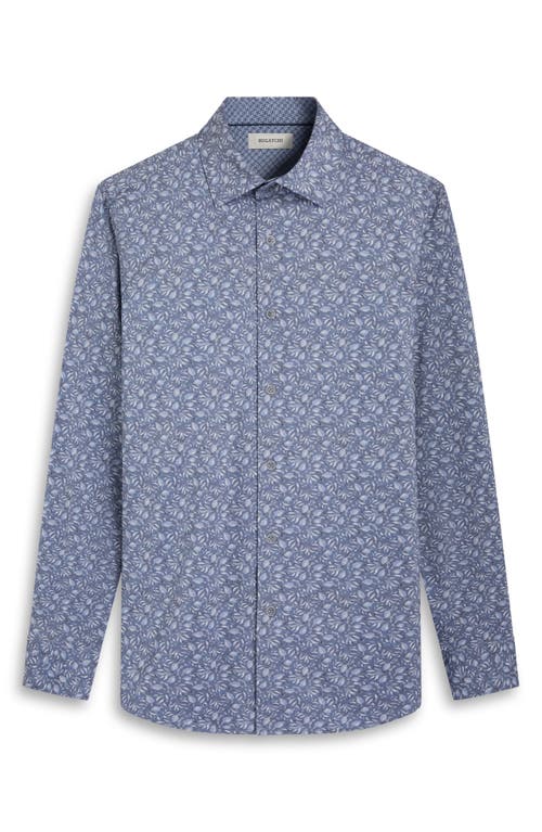 Bugatchi Jimmy Ooohcotton® Leaf Print Button-up Shirt In Blue