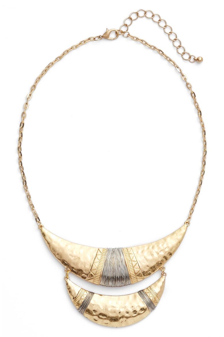 Wire Wrapped Crescent Necklace, Main, color, GOLD