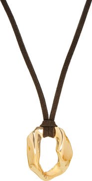 MARLYN SCHIFF Circle Charm Suede Pendant Necklace