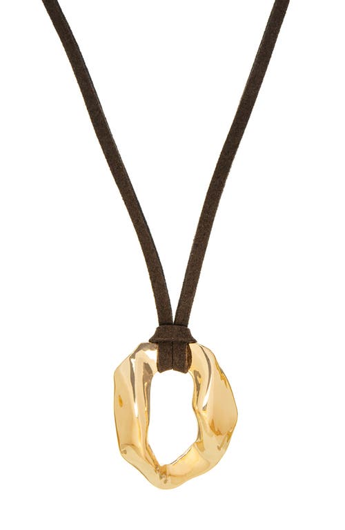 Marlyn Schiff Circle Charm Suede Pendant Necklace In Gold