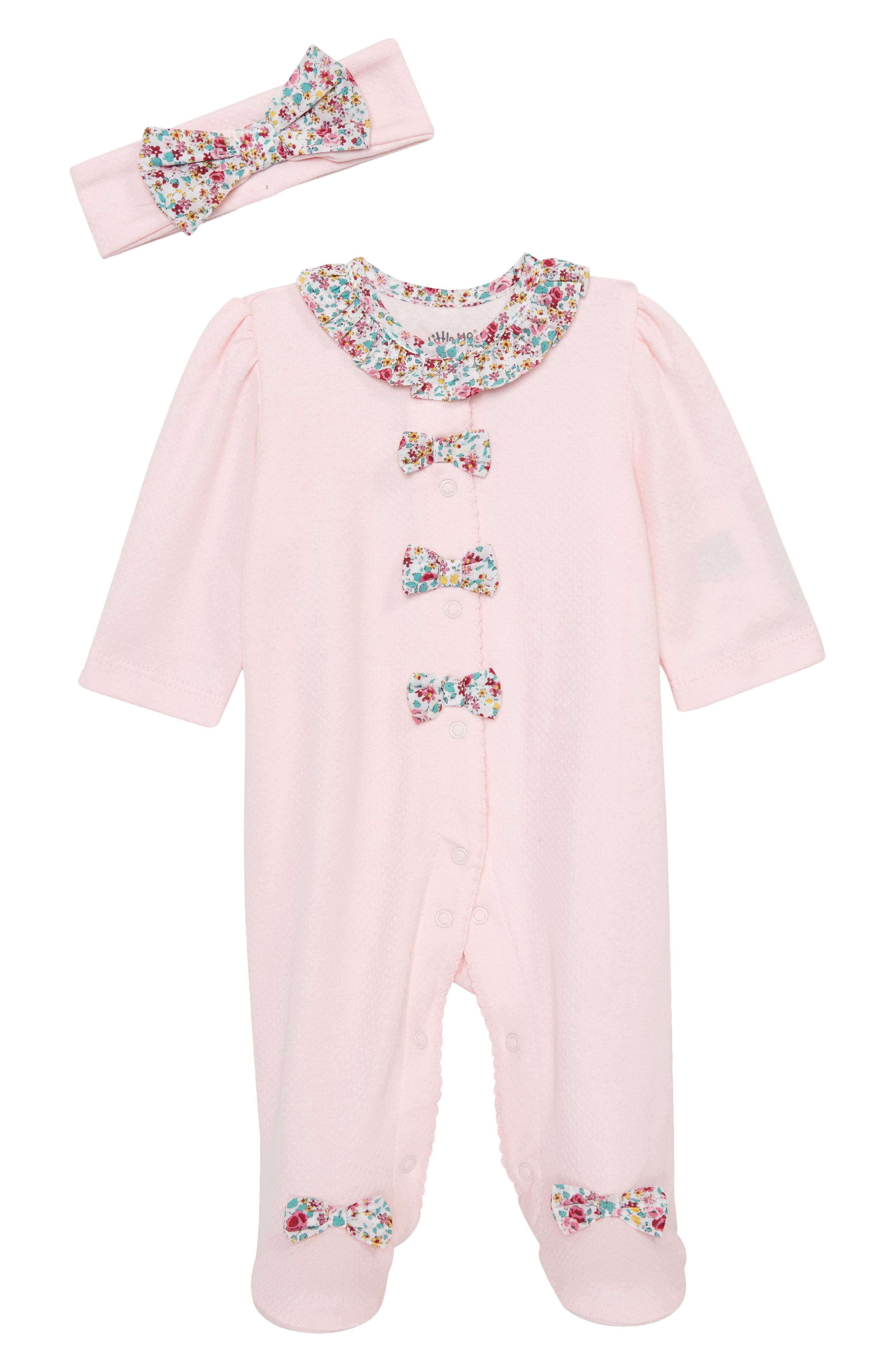 Little Me Tiny Floral Footie & Headband (Nordstrom Exclusive ...