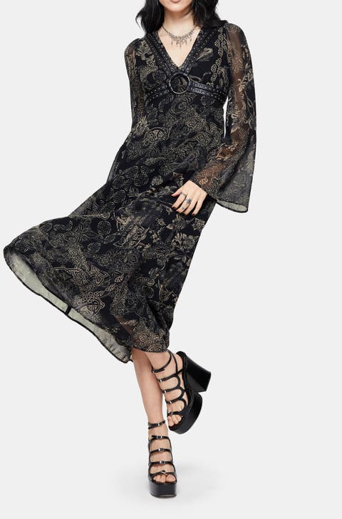 Surge Celtic Ruffle Neck Midi Dress