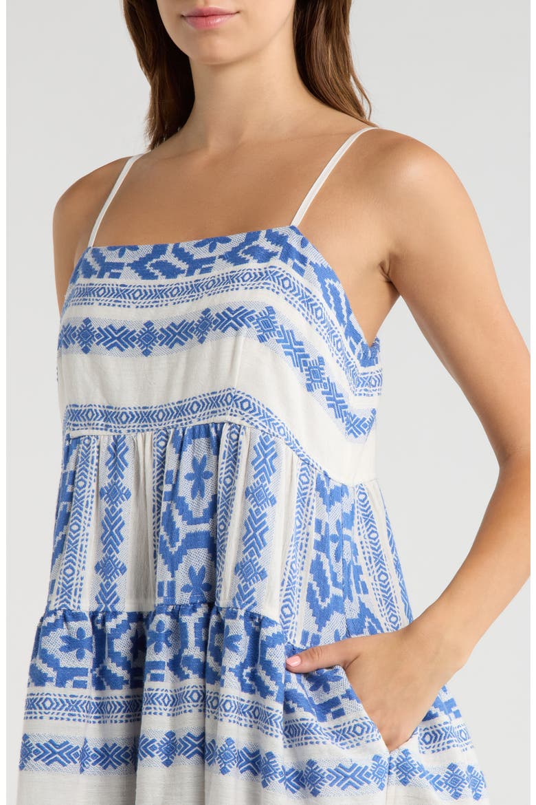 Embroidered Tiered Cotton Cover-Up Sundress, Alternate, color, NATURAL BLUE