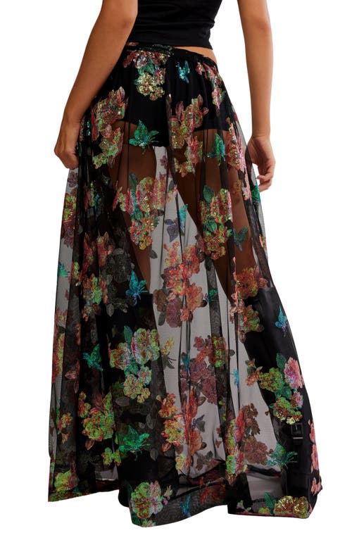 Free People Fioritura Sequin Floral Sheer Maxi Skirt In Multi