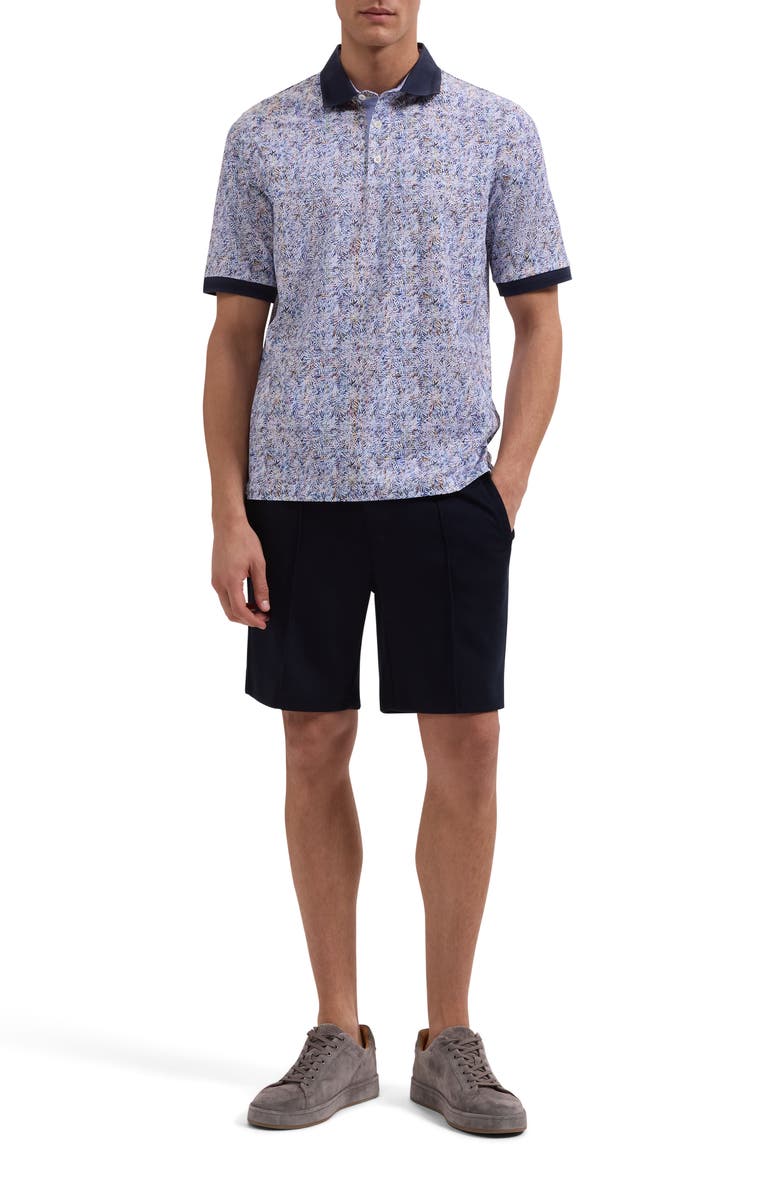 Bugatchi Vasco OoohCotton<sup>®</sup> Tropical Leaf Print Polo, Alternate, color, Iris