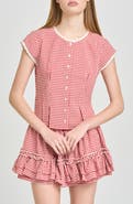 WAYF Aria Gingham Crop Button-Up Top