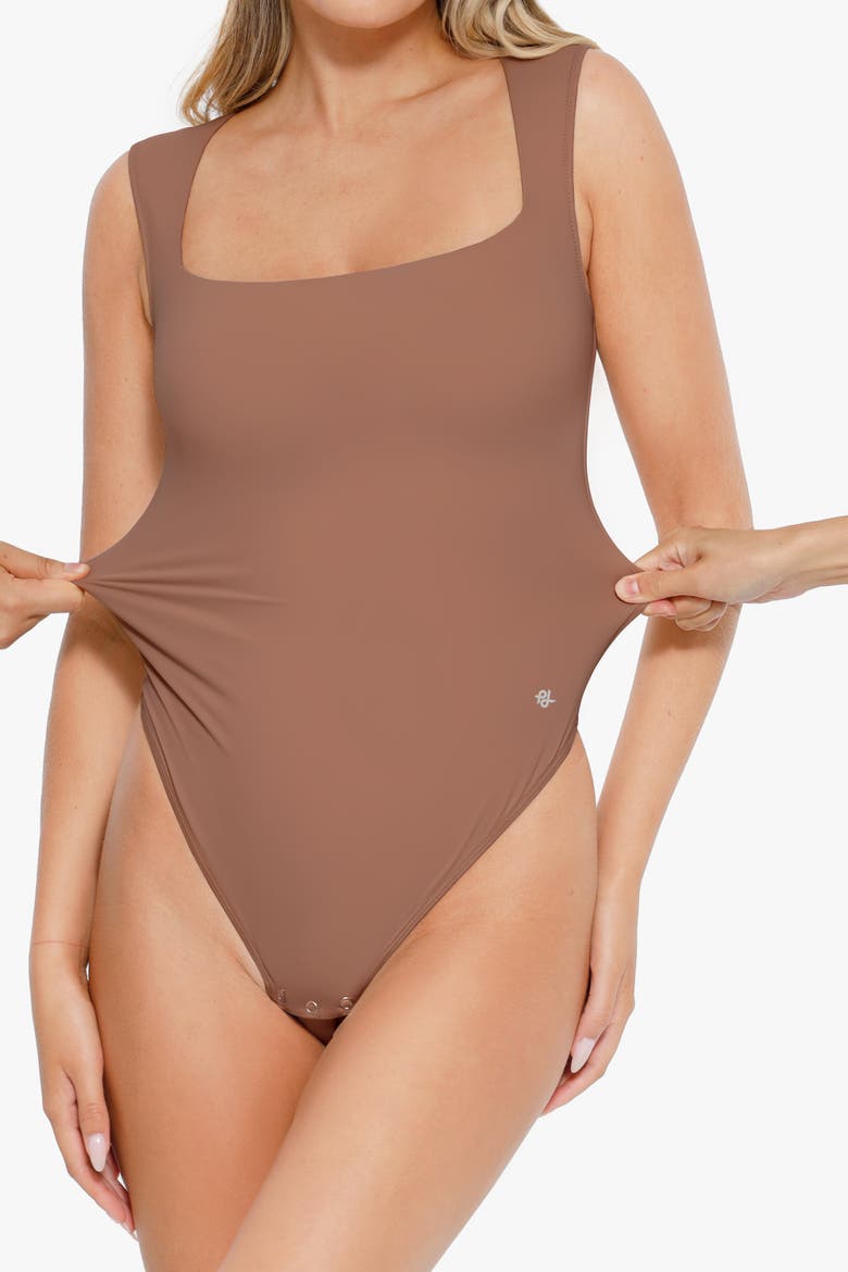 Shapewear Cloudsense Sleeveless Square Neck Bodysuit, Alternate, color, Latte
