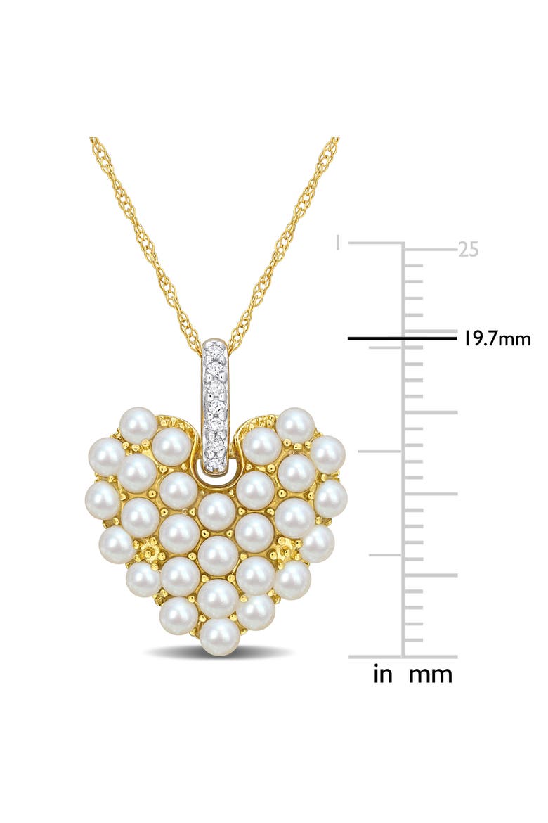 Cultured Pearl & Diamond Heart Necklace 14k, Alternate, color, Yellow Gold