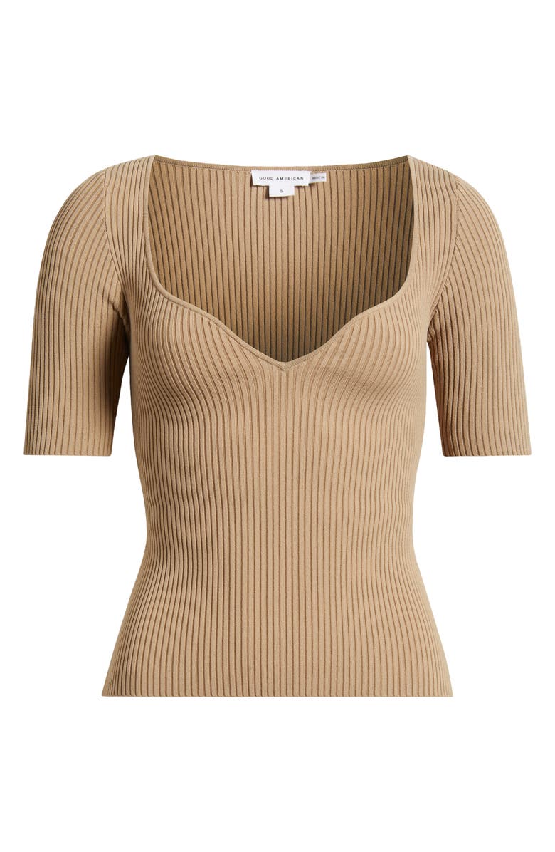 Good American Virgo Short Sleeve Rib Top, Alternate, color, Mineral001