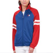 G-III 4HER BY CARL BANKS Women's G-III 4Her by Carl Banks Royal Philadelphia 76ers Main Player Raglan Rhinestone Full-Zip Track Jacket