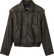 Desigual Faux Leather Jacket with Removable Sleeves