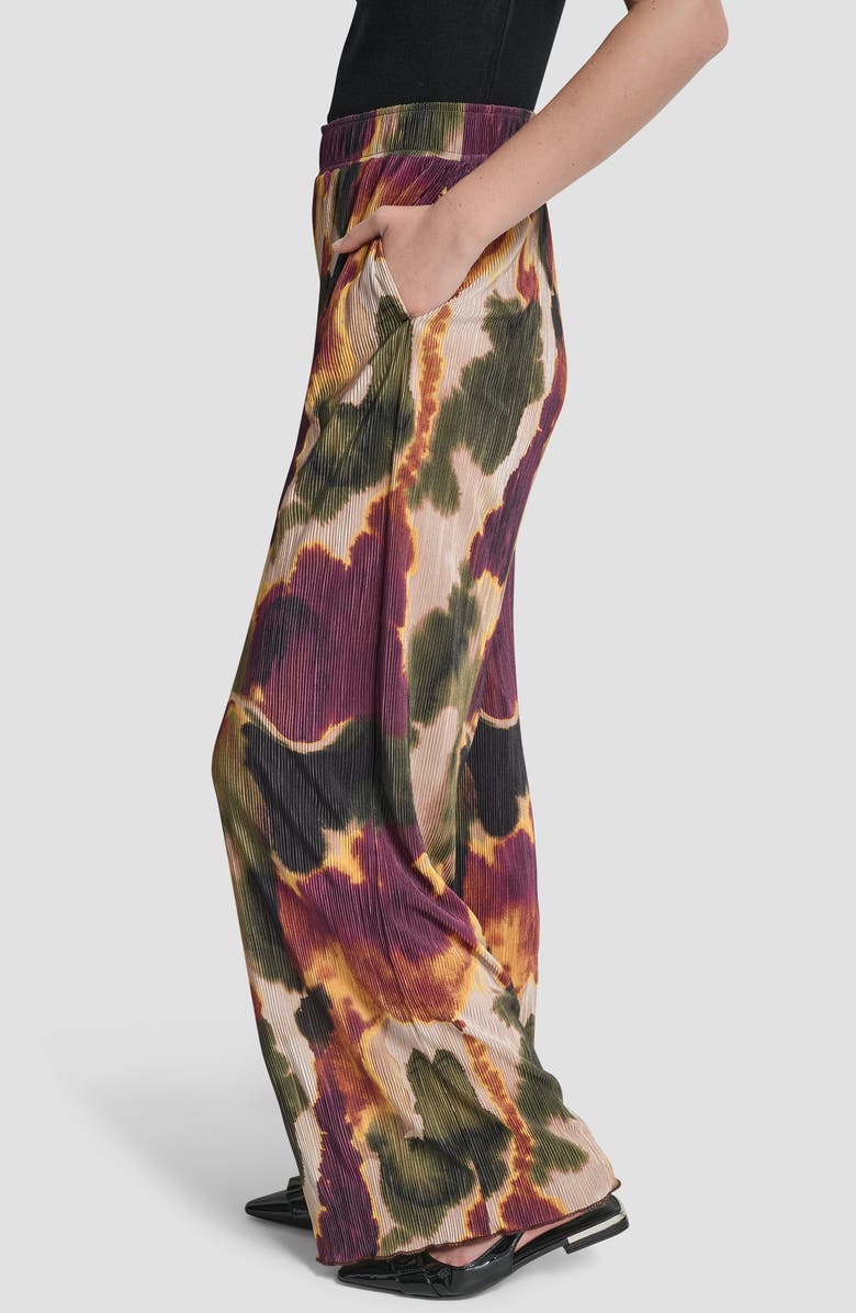 DKNY Plissé Wide Leg Pants, Alternate, color, Ink Diffusion