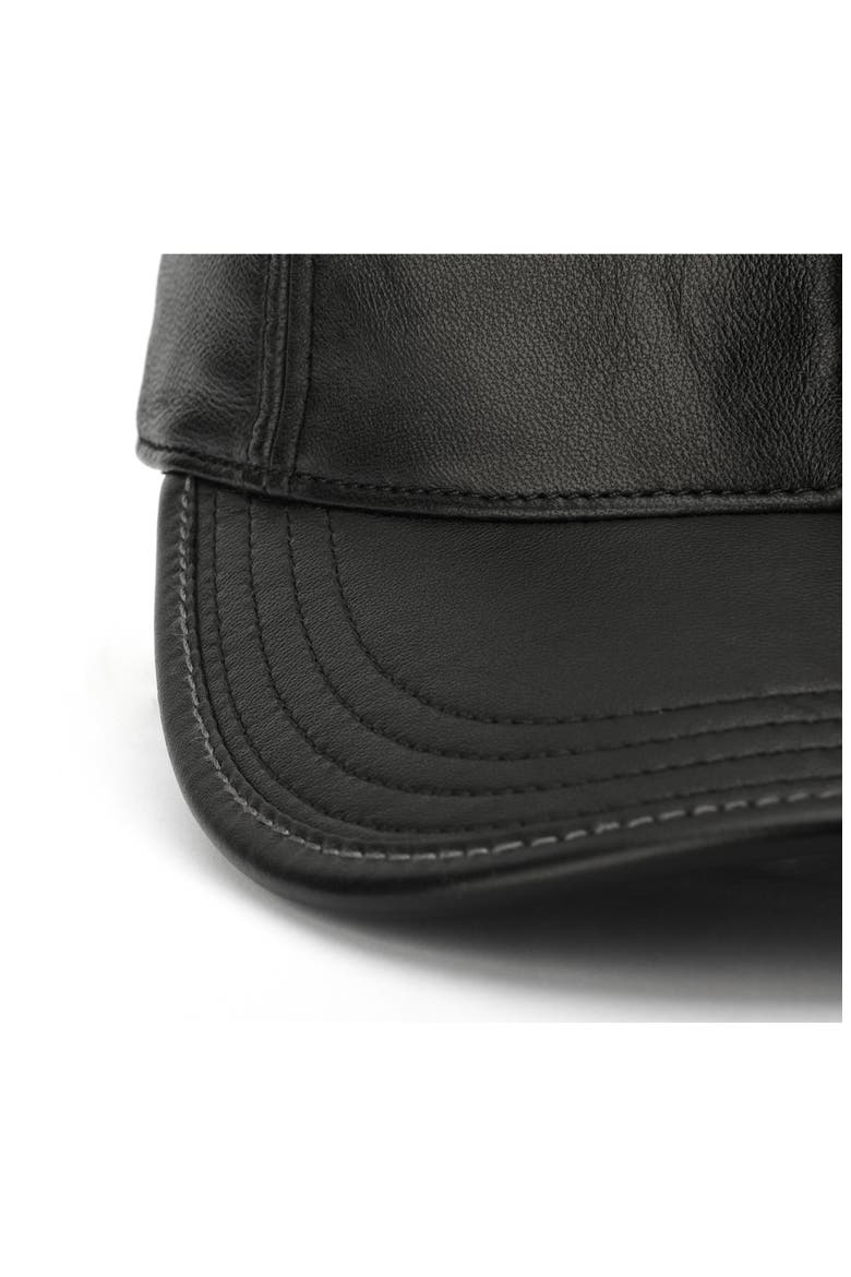 Leather Baseball Cap, Alternate, color, BLACK