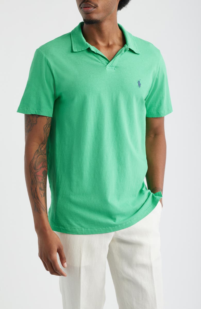 Polo Ralph Lauren Standard Fit Cotton & Linen Polo, Main, color, Summer Emerald