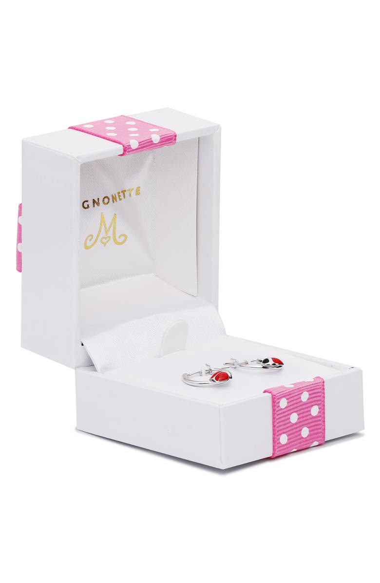 Mignonette Sterling Silver Ladybug Hoop Earrings, Alternate, color, Silver