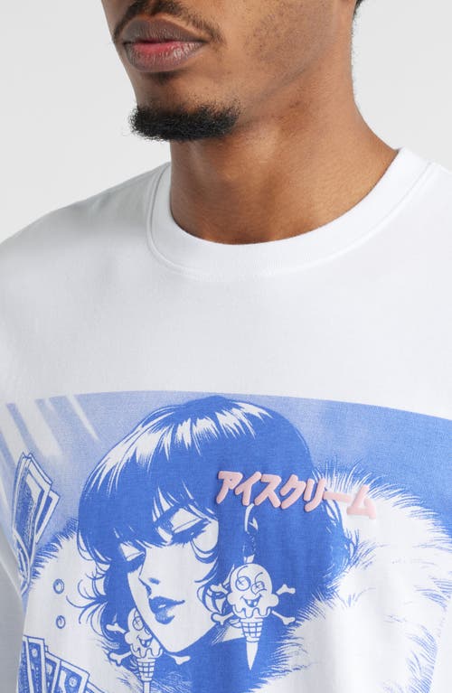 Icecream Count Em Long Sleeve Cotton Graphic T-shirt In White