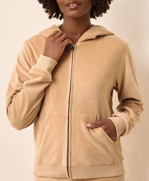 Pact Organic Cotton Pure Velour Zip Hoodie In Nude