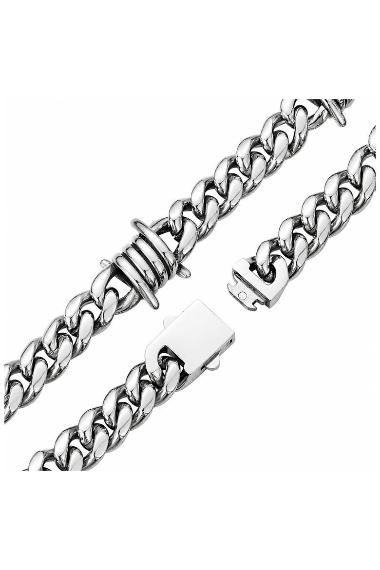 Barbed Wire Chain Necklace, Alternate, color, SILVER
