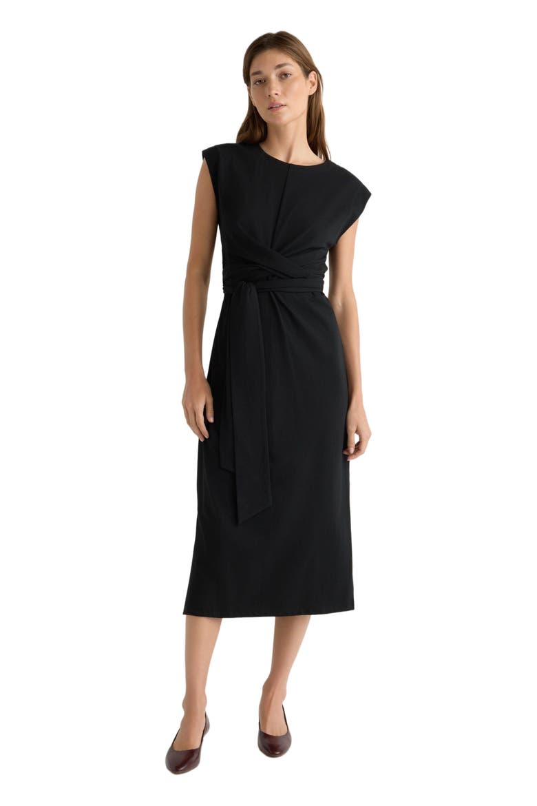 Fei Tie-Front Organic Cotton Dress, Alternate, color, Black