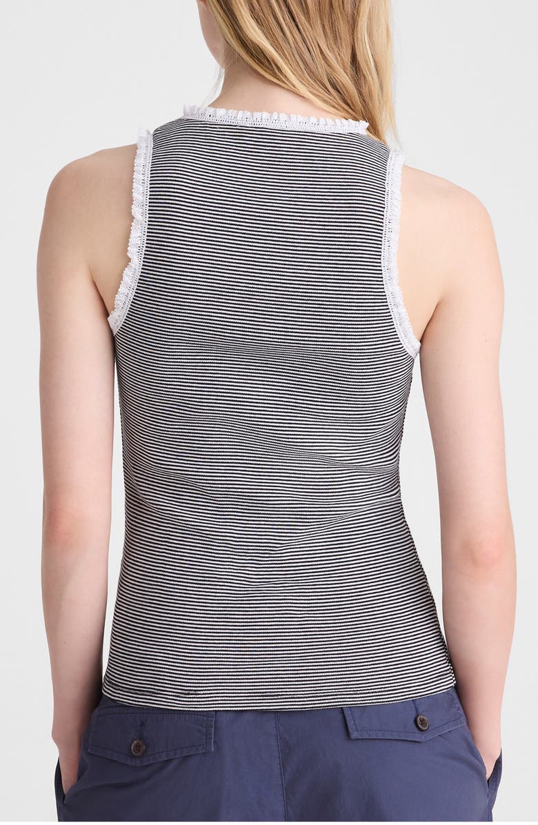 Madewell Lace Trim Rib Tank, Alternate, color, Jet Black