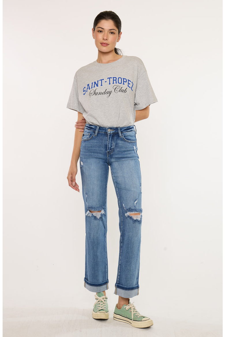 Carrie Essentials Mid Rise True Straight Jeans, Alternate, color, Medium Wash