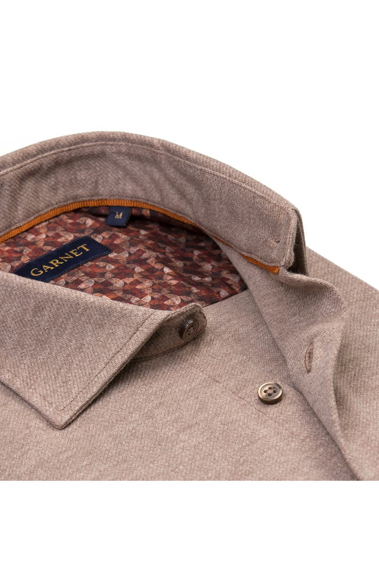 STUDIO GARNET LOS ANGELES Mélange Twill Button-Down Shirt, Alternate, color, Vicuna