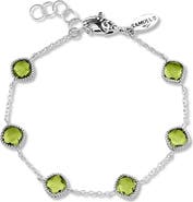 SAMUEL B. Sterling Silver Cushion Cut Semi-Precious Stone Station Bracelet